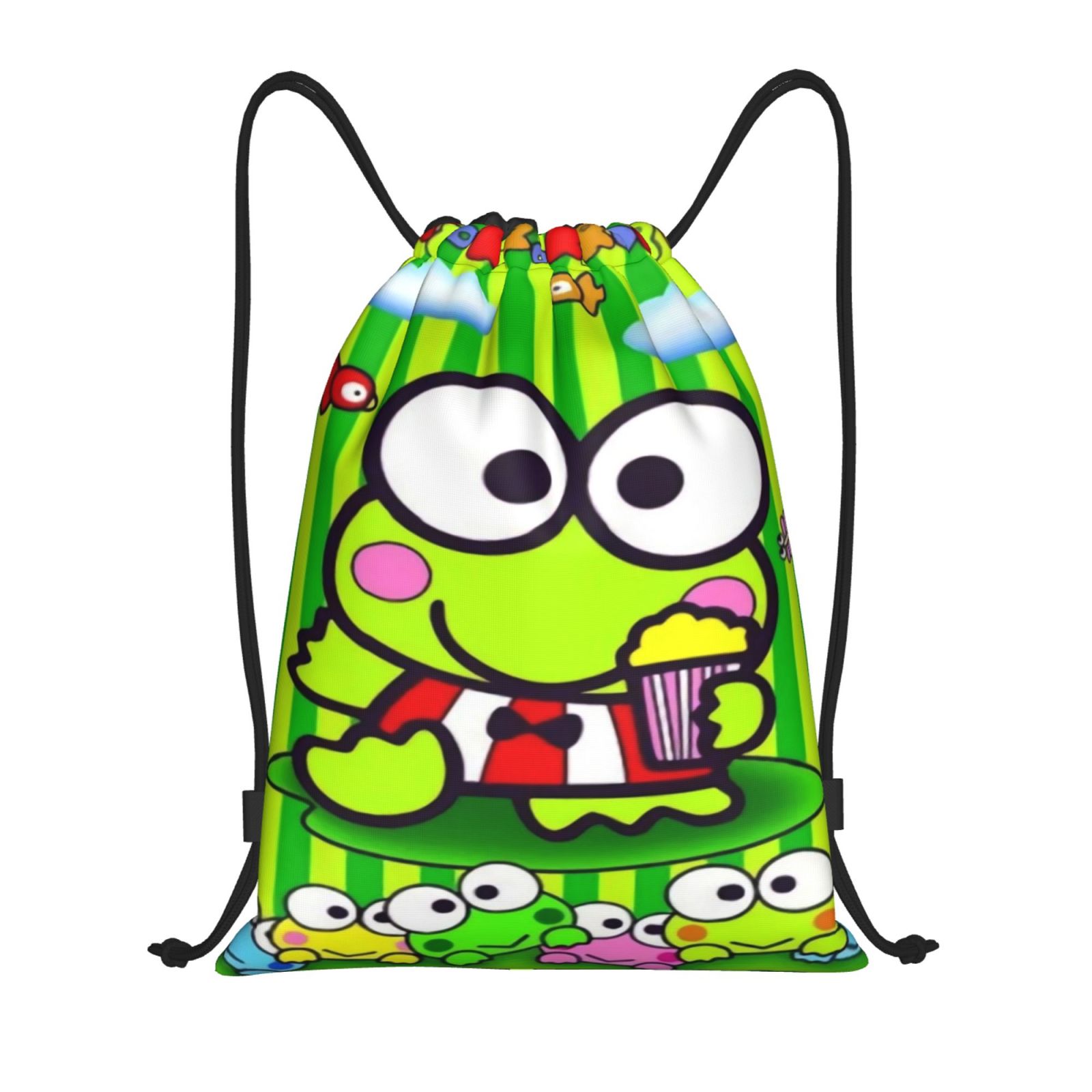 Keroppi Drawstring Bags Unisex Drawstring Back-pack Daypack Sports Gym Bag Outdoor